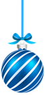 Blue Sriped Christmas Hanging Ball PNG Clipart Image