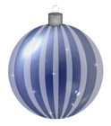 Blue Striped Christmas Ball Ornament PNG Clipart