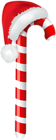 Candy Cane with Santa Hat PNG Clip Art Image