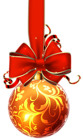 Christmas Ball with Red Bow PNG Clipart Image