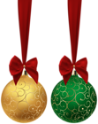 Christmas Balls Yellow Green PNG Clip Art Image