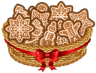 Christmas Basket with Gingerbread Cookies PNG Clip Art Image
