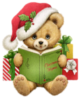 Christmas Bear with Book Transparent PNG Clipart