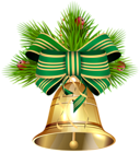 Christmas Bell with Green Ribbon PNG Clip Art Image