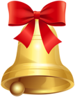 Christmas Bell with Red Bow PNG Image