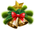 Christmas Bells and Bow PNG Clip Art Image