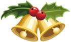 Christmas Bells with Mistletoe PNG Clipart Image