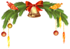 Christmas Bells with Pine Branch PNG Clip Art Image