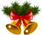 Christmas Bells with Pine Branches PNG Clip Art
