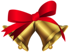 Christmas Bells with Red Bow PNG Clip Art Image
