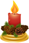Christmas Candle with Pinecones PNG Clipart Image
