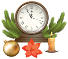 Christmas Clock with Decorations PNG Clip Art Image
