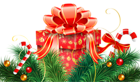Christmas Decoration with Candy Canes and Red Gift PNG Clipart Image