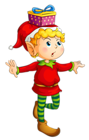 Christmas Elf with Gift PNG Picture