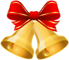 Christmas Gold Bells with Red Bow Clip Art