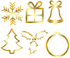 Christmas Gold Elements PNG Clip Art Image