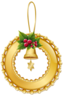 Christmas Gold Wreath with Bell PNG Ornament