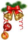 Christmas Golden Bells and Ornaments PNG Clipart Image