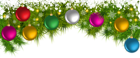 Christmas Pine Branches and Ornaments PNG Clip Art