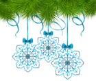 Christmas Pine Decor with Snowflakes Ornaments PNG Clip Art Image