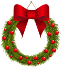 Christmas Pine Wreath with Red Bow PNG Clipart Picture