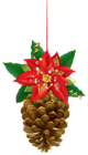 Christmas Pinecone with Poinsettia PNG Clipart Image