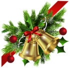 Christmas Red Bow and Bells Corner Transparent PNG Clip Art Image