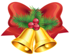 Christmas Red Bow and Bells Transparent PNG Clip Art Image