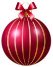 Christmas Red Striped Ball PNG Clipart Image