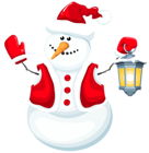 Christmas Snowman with Lantern PNG Clipart