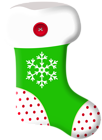 Christmas Stocking Green Snowflake PNG Clipart