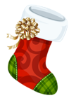 Christmas Stocking with Gold Bow PNG Picture