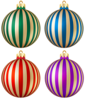 Christmas Striped Balls Transparent PNG Image