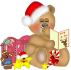 Christmas Teddy Bear with Christmas Card PNG Clipart