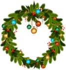 Christmas Wreath and Ornaments PNG Clip Art