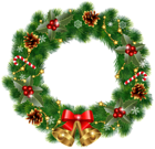Christmas Wreath with Bells PNG Clipart Image