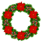 Christmas Wreath with Poinsettia PNG Clipart Image