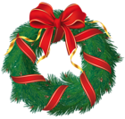 Christmas Wreath with Red Bow PNG Clipart