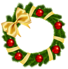 Christmas Wreath with Yellow Bow Transparent PNG Clip Art Image