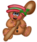 Cute Christmas Gingerbread Ornament with Spoon PNG Clipart