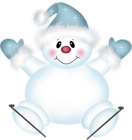 Cute PNG Snowman with Skies Clipart