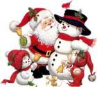 Cute Snowman Santa and Kid Clipart