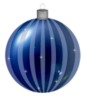 Dark Blue Striped Christmas Ball Ornament PNG Clipart