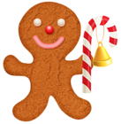 Gingerbread Ornament with Candy Cane PNG Clip-Art Image