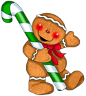 Gingerbread Ornament with Candy Cane PNG Clipart