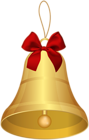 Gold Bell with Red Bow Clip Art Image