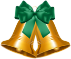 Gold Bells with Bow PNG Transparent Clipart