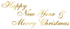 Gold Happy New Year and Merry Christmas PNG Text