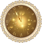 Gold New Year's Clock PNG Transparent Clip Art Image