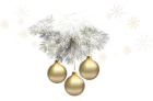 Gold Transparent Christmas Balls with Silver Pine PNG Clipart
